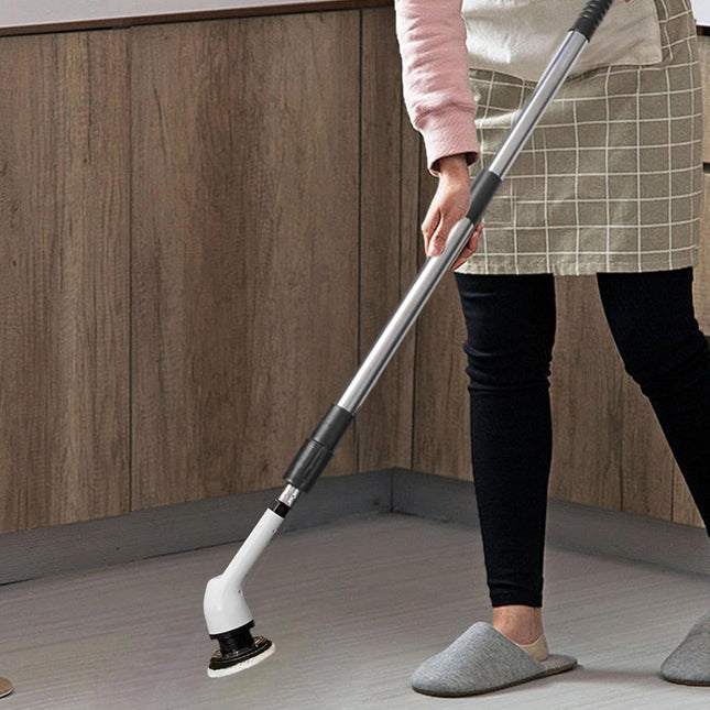 Perie Electrica de Curatare, pentru Gresie, Baie, Bucatarie,cu 6 Capete, Maner Extensibil Detasabil 84- , Incarcare USB-Type C, Rotire 360 de Grade, 3000 mAh, Culoare: