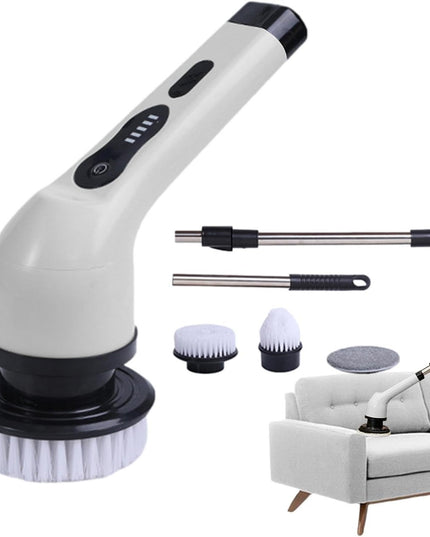 Perie Electrica de Curatare, pentru Gresie, Baie, Bucatarie,cu 6 Capete, Maner Extensibil Detasabil 84- , Incarcare USB-Type C, Rotire 360 de Grade, 3000 mAh, Culoare: