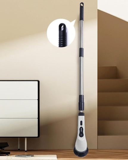 Perie Electrica de Curatare, pentru Gresie, Baie, Bucatarie,cu 6 Capete, Maner Extensibil Detasabil 84- , Incarcare USB-Type C, Rotire 360 de Grade, 3000 mAh, Culoare: