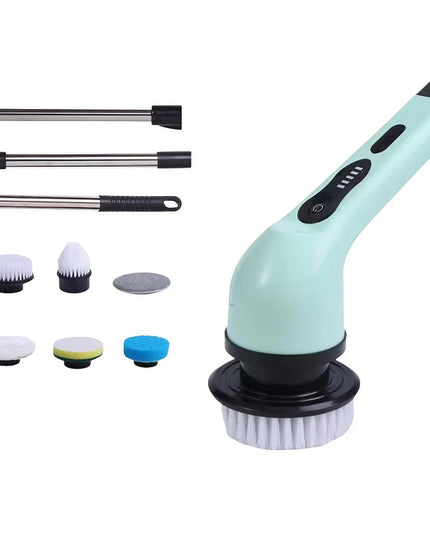Perie Electrica de Curatare, pentru Gresie, Baie, Bucatarie,cu 6 Capete, Maner Extensibil Detasabil 84- , Incarcare USB-Type C, Rotire 360 de Grade, 3000 mAh, Culoare: