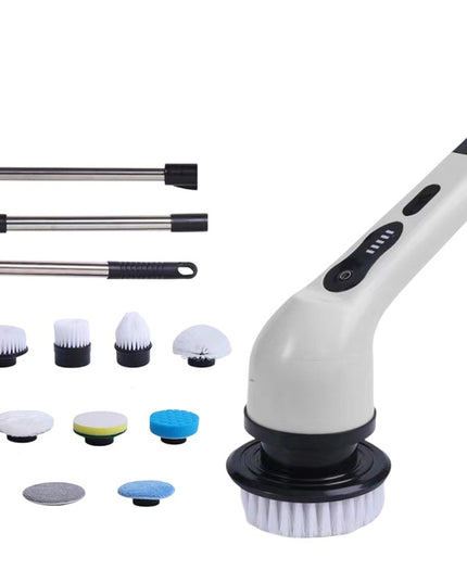 Perie Electrica de Curatare, pentru Gresie, Baie, Bucatarie,cu 9 Capete, Maner Extensibil Detasabil 84- , Incarcare USB-Type C, Rotire 360 de Grade, 3000 mAh, Culoare: