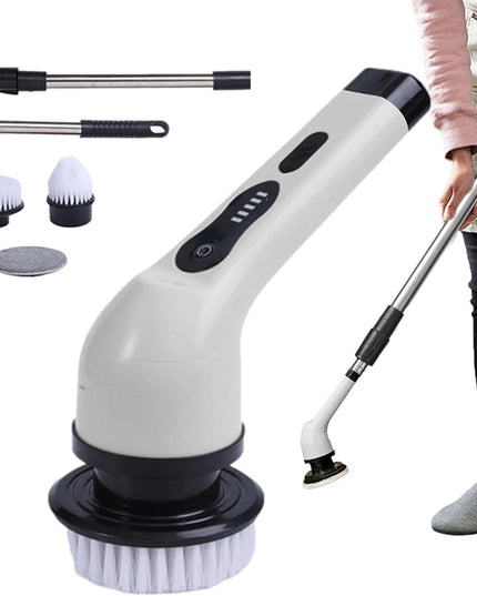 Perie Electrica de Curatare, pentru Gresie, Baie, Bucatarie,cu 9 Capete, Maner Extensibil Detasabil 84- , Incarcare USB-Type C, Rotire 360 de Grade, 3000 mAh, Culoare: