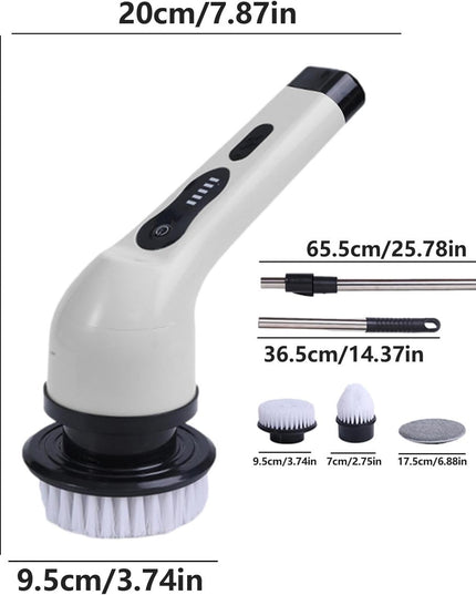 Perie Electrica de Curatare, pentru Gresie, Baie, Bucatarie,cu 9 Capete, Maner Extensibil Detasabil 84- , Incarcare USB-Type C, Rotire 360 de Grade, 3000 mAh, Culoare: