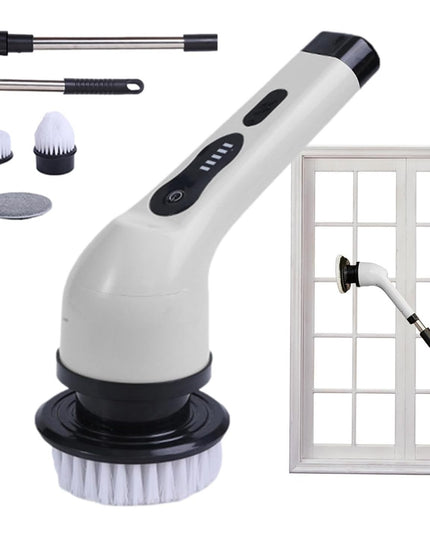 Perie Electrica de Curatare, pentru Gresie, Baie, Bucatarie,cu 9 Capete, Maner Extensibil Detasabil 84- , Incarcare USB-Type C, Rotire 360 de Grade, 3000 mAh, Culoare: