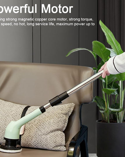 Perie Electrica de Curatare, pentru Gresie, Baie, Bucatarie,cu 9 Capete, Maner Extensibil Detasabil 84- , Incarcare USB-Type C, Rotire 360 de Grade, 3000 mAh, Culoare: