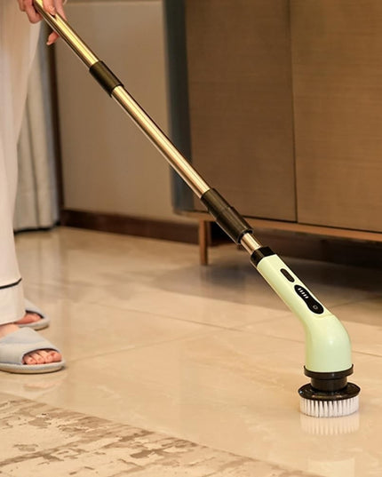 Perie Electrica de Curatare, pentru Gresie, Baie, Bucatarie,cu 9 Capete, Maner Extensibil Detasabil 84- , Incarcare USB-Type C, Rotire 360 de Grade, 3000 mAh, Culoare: