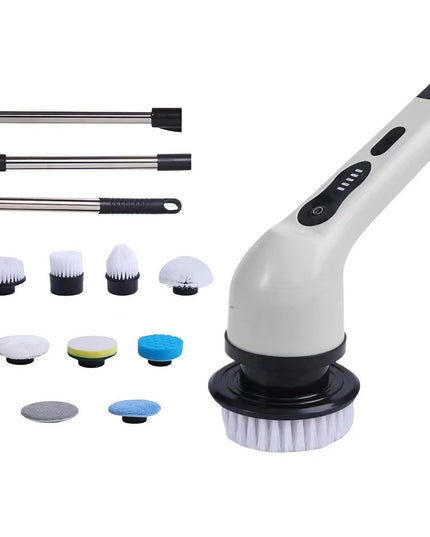 Perie Electrica de Curatare, pentru Gresie, Baie, Bucatarie,cu 9 Capete, Maner Extensibil Detasabil 84- , Incarcare USB-Type C, Rotire 360 de Grade, 3000 mAh, Culoare: