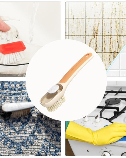 Perie Multifunctionala 1, Perie Densa/Perie din Piele de Caprioara, cu Recipient Lichid, Maner Lung