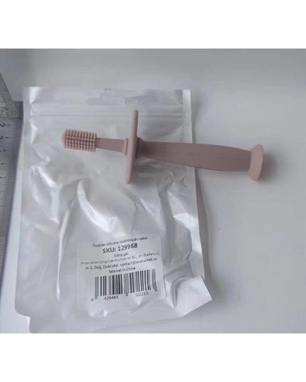 Periuta de Dinti din Silicon pentru Bebelusi, fara BPA, 360 Grade, Bariera Anti-Inghitire, Maner Ergonomic, 12.5 x 15 cm