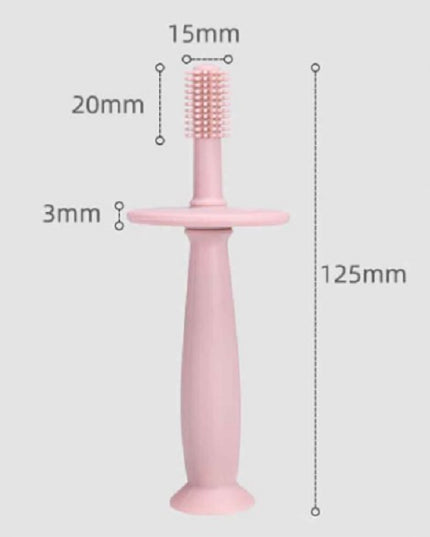 Periuta de Dinti din Silicon pentru Bebelusi, fara BPA, 360 Grade, Bariera Anti-Inghitire, Maner Ergonomic, 12.5 x 15 cm