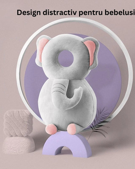 Perna tip Rucsac pentru Protectia Capului, Tetiera tip Elefant de Plus, pentru Bebelusi,180 g