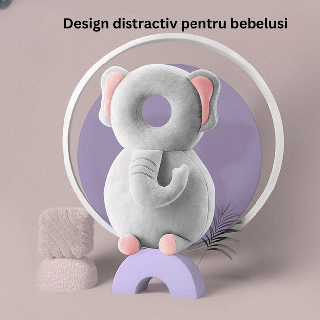 Perna tip Rucsac pentru Protectia Capului, Tetiera tip Elefant de Plus, pentru Bebelusi,180 g