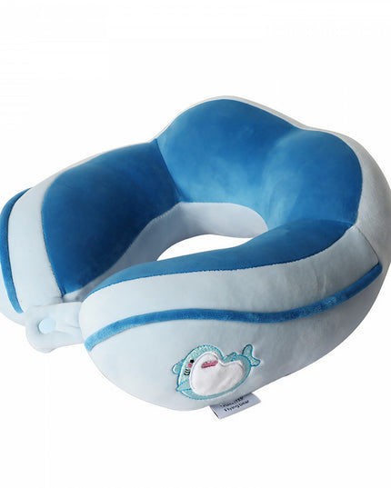 Perna de Calatorie, Pentru Gat si Cap, Umplutura din Bumbac,cu Model Brodat Delfin