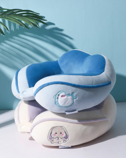 Perna de Calatorie, Pentru Gat si Cap, Umplutura din Bumbac,cu Model Brodat Delfin