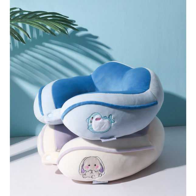 Perna de Calatorie, Pentru Gat si Cap, Umplutura din Bumbac,cu Model Brodat Delfin