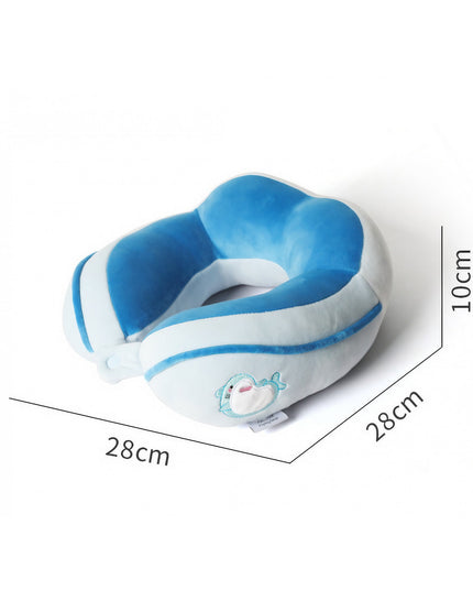 Perna de Calatorie, Pentru Gat si Cap, Umplutura din Bumbac,cu Model Brodat Delfin