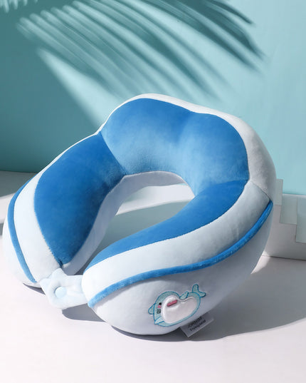 Perna de Calatorie, Pentru Gat si Cap, Umplutura din Bumbac,cu Model Brodat Delfin