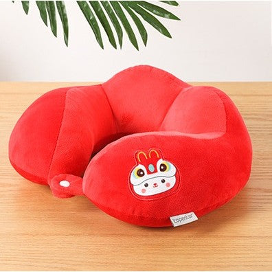 Perna de Calatorie, Pentru Gat si Cap, Umplutura din Bumbac,cu Model Brodat Iepure