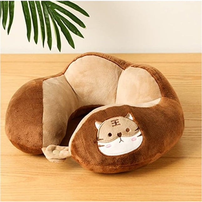 Perna de Calatorie, Pentru Gat si Cap, Umplutura din Bumbac,cu Model Brodat Pisica