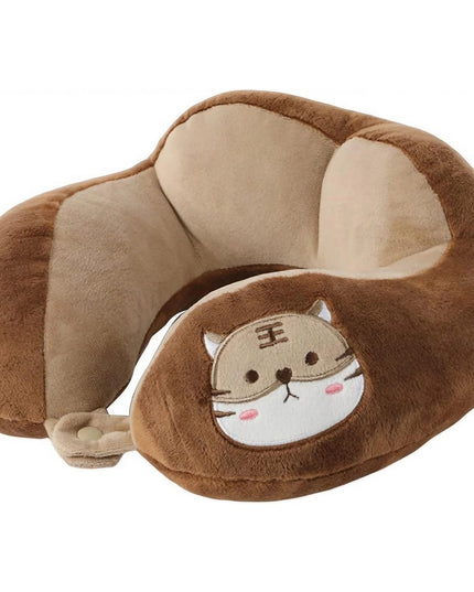 Perna de Calatorie, Pentru Gat si Cap, Umplutura din Bumbac,cu Model Brodat Pisica