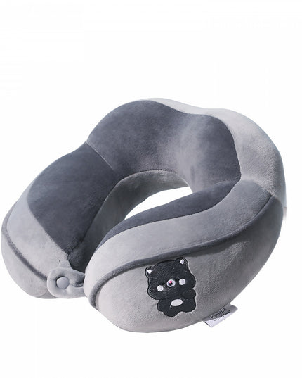 Perna de Calatorie, Pentru Gat si Cap, Umplutura din Bumbac,cu Model Brodat Urs