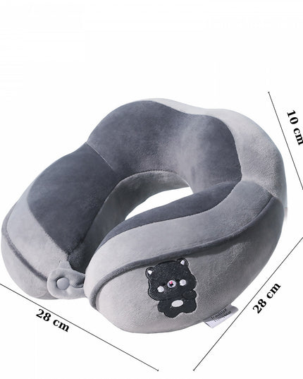 Perna de Calatorie, Pentru Gat si Cap, Umplutura din Bumbac,cu Model Brodat Urs