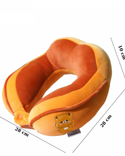 Perna de Calatorie, Pentru Gat si Cap, Umplutura din Bumbac,cu Model Brodat Urs