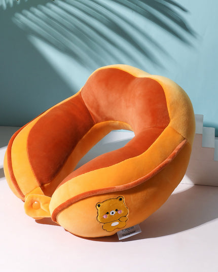 Perna de Calatorie, Pentru Gat si Cap, Umplutura din Bumbac,cu Model Brodat Urs