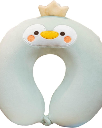 Perna de Calatorie in Forma de U, Pentru Gat si Cap, Umplutura din Spuma cu Memorie,Model Pinguin, Accesoriu de Voiaj, Birou, Masina, Sistem Prindere Capse