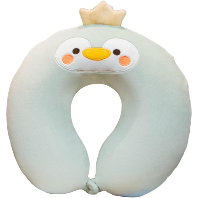 Perna de Calatorie in Forma de U, Pentru Gat si Cap, Umplutura din Spuma cu Memorie,Model Pinguin, Accesoriu de Voiaj, Birou, Masina, Sistem Prindere Capse