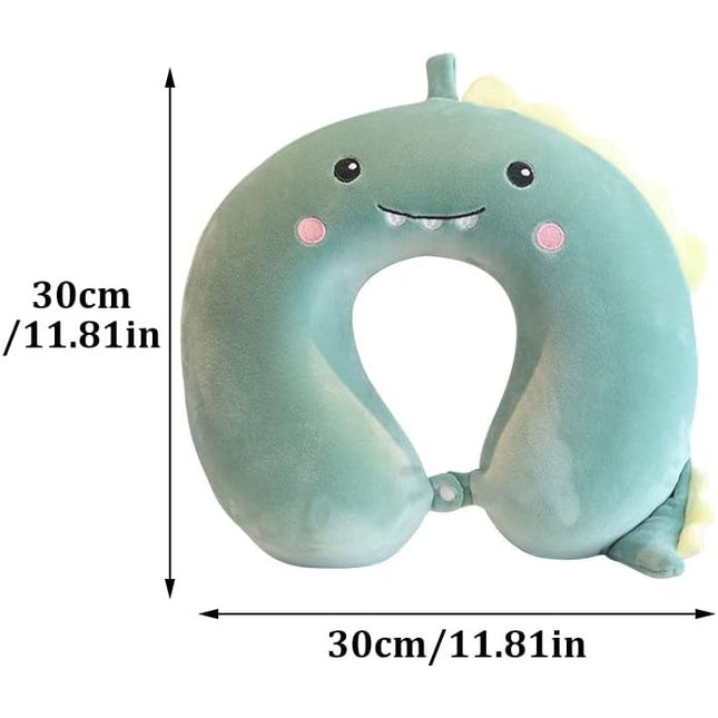 Perna de Calatorie in Forma de U, Pentru Gat si Cap, Umplutura din Spuma cu Memorie,Model Dinozaur, Accesoriu de Voiaj, Birou, Masina, Sistem Prindere Capse