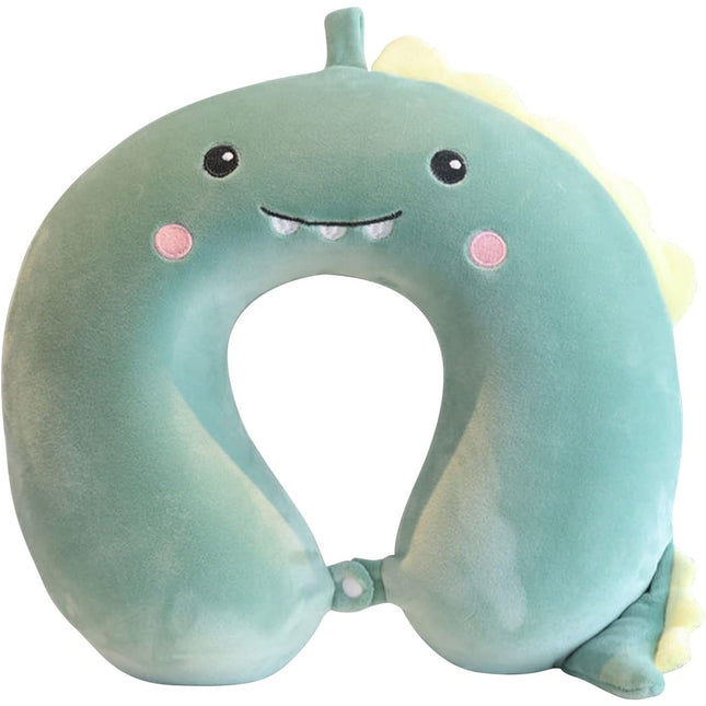 Perna de Calatorie in Forma de U, Pentru Gat si Cap, Umplutura din Spuma cu Memorie,Model Dinozaur, Accesoriu de Voiaj, Birou, Masina, Sistem Prindere Capse