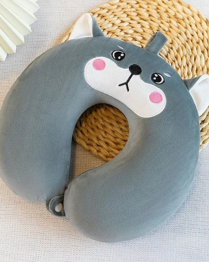 Perna de Calatorie in Forma de U, Pentru Gat si Cap, Umplutura din Spuma cu Memorie,Model Husky, Accesoriu de Voiaj, Birou, Masina, Sistem Prindere Capse