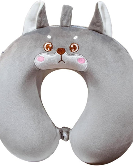 Perna de Calatorie in Forma de U, Pentru Gat si Cap, Umplutura din Spuma cu Memorie,Model Husky, Accesoriu de Voiaj, Birou, Masina, Sistem Prindere Capse