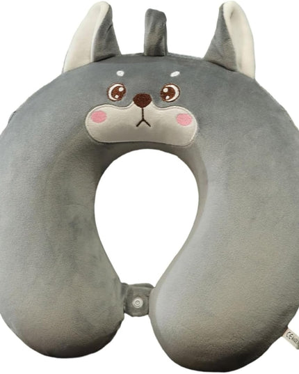 Perna de Calatorie in Forma de U, Pentru Gat si Cap, Umplutura din Spuma cu Memorie,Model Husky, Accesoriu de Voiaj, Birou, Masina, Sistem Prindere Capse