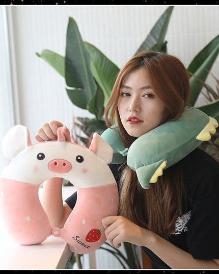 Perna de Calatorie in Forma de U, Pentru Gat si Cap, Umplutura din Spuma cu Memorie,Model Husky, Accesoriu de Voiaj, Birou, Masina, Sistem Prindere Capse