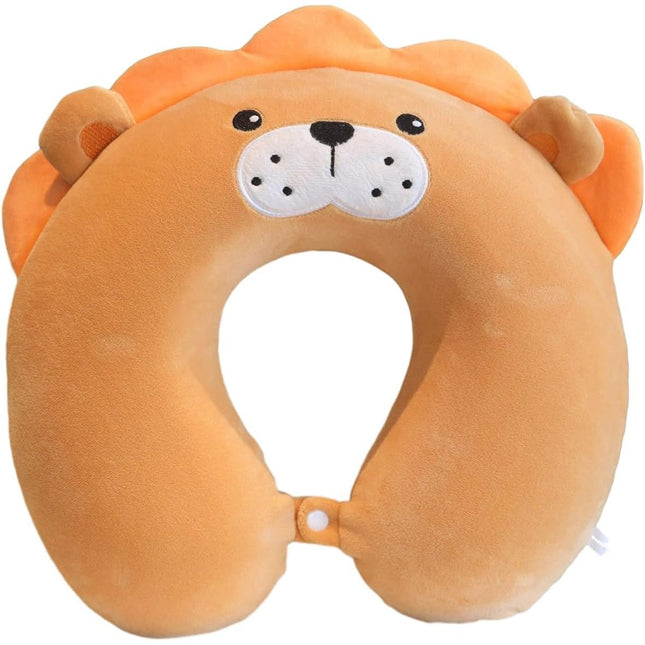 Perna de Calatorie in Forma de U, Pentru Gat si Cap, Umplutura din Spuma cu Memorie,Model Leu, Accesoriu de Voiaj, Birou, Masina, Sistem Prindere Capse