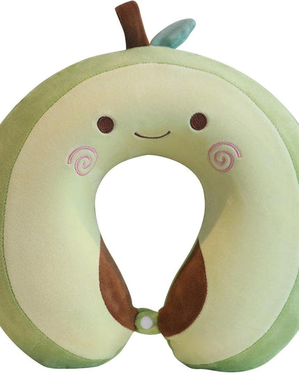 Perna de Calatorie in Forma de U, Pentru Gat si Cap, Umplutura din Spuma cu Memorie,Model Avocado, Accesoriu de Voiaj, Birou, Masina, Sistem Prindere Capse