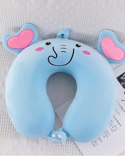 Perna de Calatorie in Forma de U, Pentru Gat si Cap, Umplutura din Spuma cu Memorie,Model Elefant, Accesoriu de Voiaj, Birou, Masina, Sistem Prindere Capse
