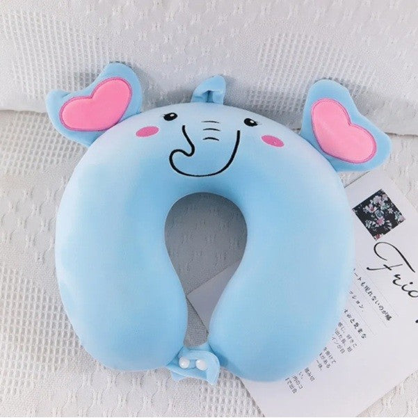 Perna de Calatorie in Forma de U, Pentru Gat si Cap, Umplutura din Spuma cu Memorie,Model Elefant, Accesoriu de Voiaj, Birou, Masina, Sistem Prindere Capse