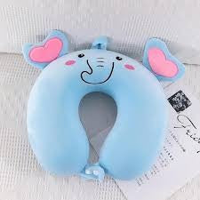 Perna de Calatorie in Forma de U, Pentru Gat si Cap, Umplutura din Spuma cu Memorie,Model Elefant, Accesoriu de Voiaj, Birou, Masina, Sistem Prindere Capse