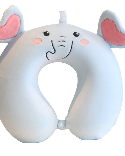 Perna de Calatorie in Forma de U, Pentru Gat si Cap, Umplutura din Spuma cu Memorie,Model Elefant, Accesoriu de Voiaj, Birou, Masina, Sistem Prindere Capse