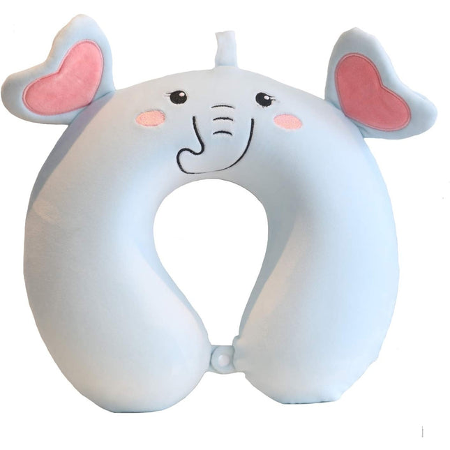 Perna de Calatorie in Forma de U, Pentru Gat si Cap, Umplutura din Spuma cu Memorie,Model Elefant, Accesoriu de Voiaj, Birou, Masina, Sistem Prindere Capse