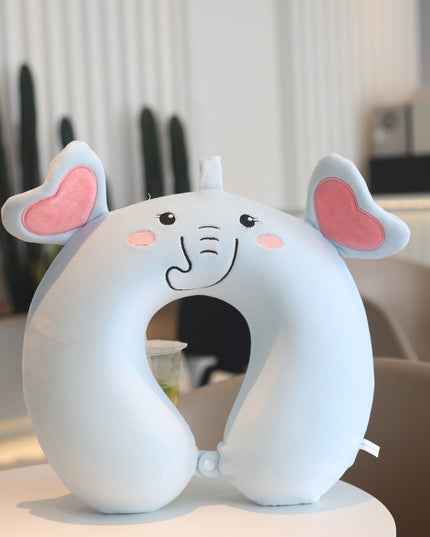 Perna de Calatorie in Forma de U, Pentru Gat si Cap, Umplutura din Spuma cu Memorie,Model Elefant, Accesoriu de Voiaj, Birou, Masina, Sistem Prindere Capse