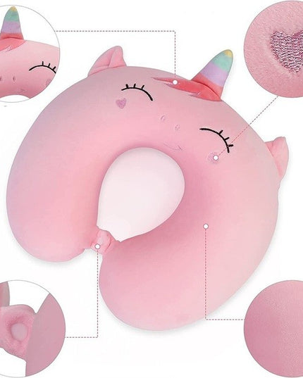 Perna de Calatorie in Forma de U, Pentru Gat si Cap, Umplutura din Spuma cu Memorie,Model Unicorn, Accesoriu de Voiaj, Birou, Masina, Sistem Prindere Capse
