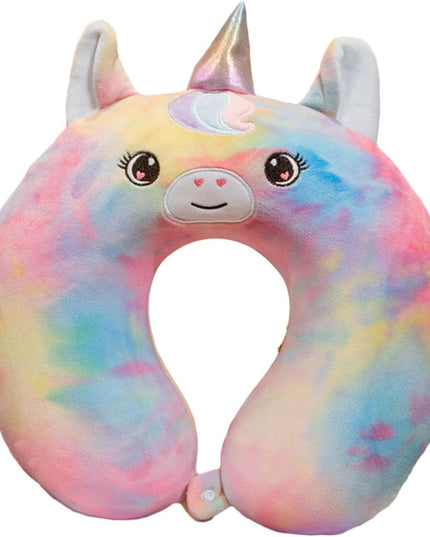 Perna de Calatorie in Forma de U, Pentru Gat si Cap, Umplutura din Spuma cu Memorie,Model Unicorn, Accesoriu de Voiaj, Birou, Masina, Sistem Prindere Capse