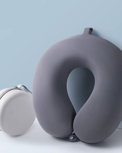 Perna de Calatorie in Forma de U, Pentru Gat si Cap, Umplutura din Spuma cu Memorie,Sistem Prindere Capse, de Depozitare