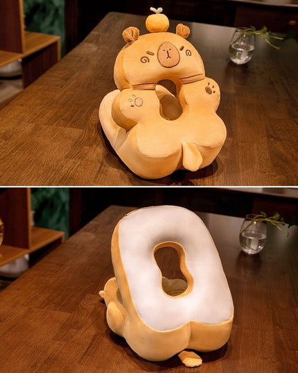 Perna din Spuma, pentru Birou, Calatorii, Model Capybara, Lavabila, Umplutura de Bumbac, Spatiu Cap in Forma de 8