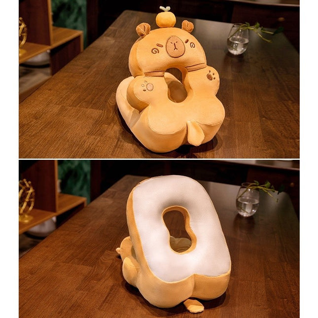 Perna din Spuma, pentru Birou, Calatorii, Model Capybara, Lavabila, Umplutura de Bumbac, Spatiu Cap in Forma de 8