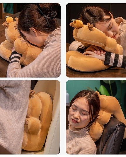 Perna din Spuma, pentru Birou, Calatorii, Model Capybara, Lavabila, Umplutura de Bumbac, Spatiu Cap in Forma de 8